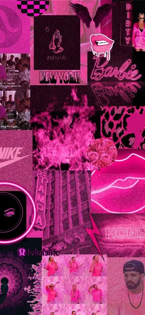 Hot Pink Aesthetic Collage Wallpaper