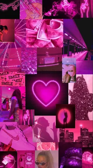 Hot Pink Aesthetic Collage Wallpaper