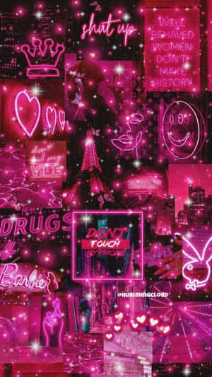 Hot Pink Aesthetic Collage Wallpaper