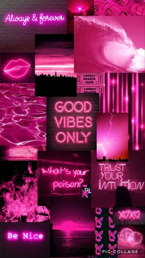 Hot Pink Aesthetic Collage Wallpaper