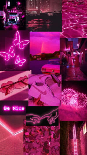 Hot Pink Aesthetic Collage Wallpaper
