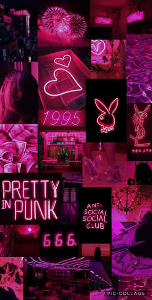 Hot Pink Aesthetic Collage Wallpaper