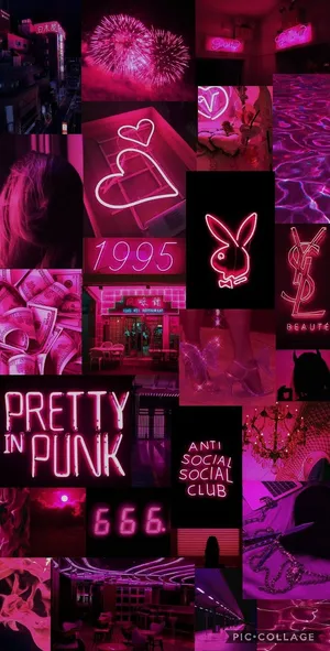 Hot Pink Aesthetic Collage Wallpaper