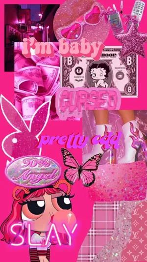 Hot Pink Aesthetic Collage Wallpaper