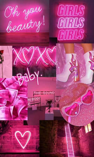 Hot Pink Aesthetic Collage Wallpaper