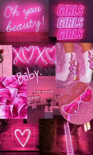 Hot Pink Aesthetic Collage Wallpaper