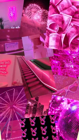 Hot Pink Aesthetic Collage Wallpaper