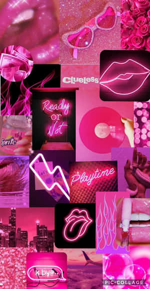 Hot Pink Aesthetic Collage Wallpaper