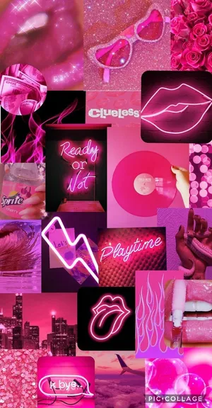 Hot Pink Aesthetic Collage Wallpaper