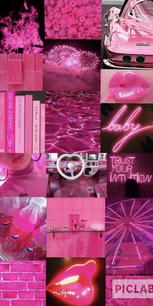 Hot Pink Aesthetic Collage Wallpaper