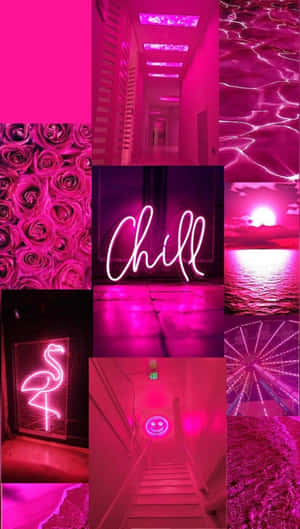 Hot Pink Aesthetic Collage Wallpaper