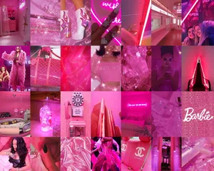 Hot Pink Aesthetic Collage Wallpaper