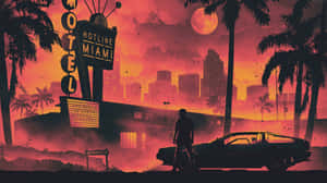 Hotline_ Miami_ Sunset_ Silhouette Wallpaper