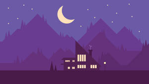 House In Mountains Vector Art Wallpaper