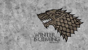 House Stark Logo Gray Grunge Background Wallpaper