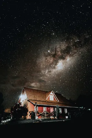 House Under Starry Sky Wallpaper