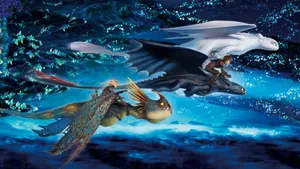 How To Train Your Dragon The Hidden World Flying At Night Wallpaper