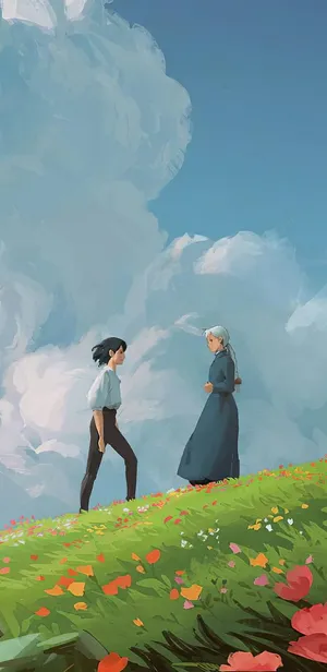 Howl And Sophie Studio Ghibli Phone Wallpaper