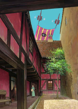 Howls Moving Castle European Alley Wallpaper