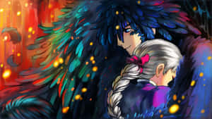 Howls Moving Castle Sophieand Howl Embrace Wallpaper