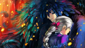 Howls Moving Castle Sophieand Howl Embrace Wallpaper