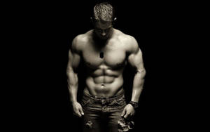 Hrithik Roshan Body Black And White Looking Down Wallpaper