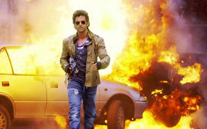 Hrithik Roshan Car Explosion Photograph Wallpaper