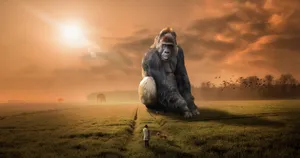Huge Gorilla On Open Field Wallpaper