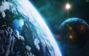 Huge Planets In Outer Space Wallpaper