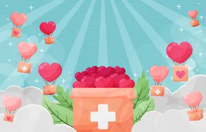 Humanitarian Aid Box Filled With Hearts Wallpaper