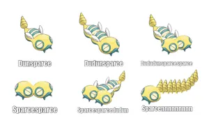 Humorous Dunsparce Variations In Pokemon Illustration Wallpaper