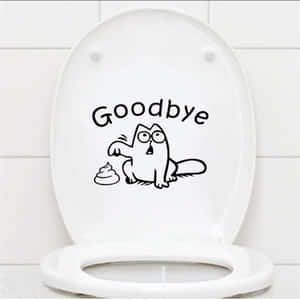 Humorous Toilet Goodbye Cat Wallpaper