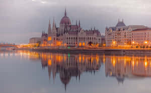 Hungarian Parliament Buildings With Gloomy Sky Wallpaper