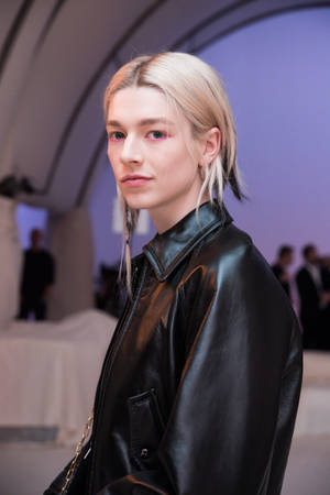 Hunter Schafer Leather Jacket Wallpaper