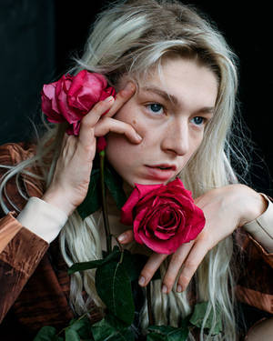 Hunter Schafer Red Roses Wallpaper