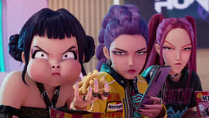 Huntrix Animated Characters Wallpaper