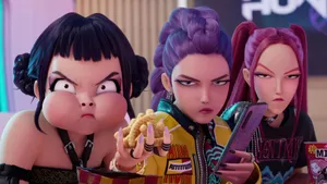 Huntrix Animated Characters Wallpaper