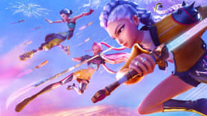 Huntrix Team In Action Wallpaper