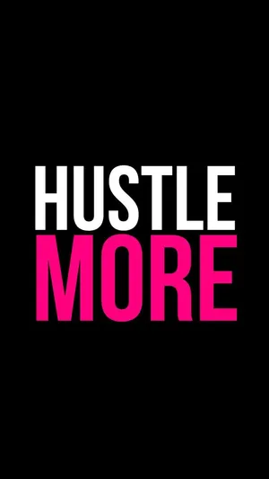Hustle More Logo On A Black Background Wallpaper