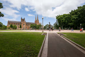 Hyde Park Sydneywith Historic Cathedral Wallpaper
