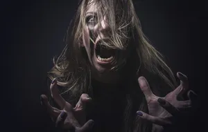 Hysterical Woman Portrait Wallpaper