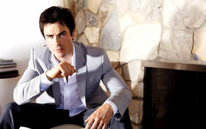 Ian Somerhalder Gray Tuxedo Outfit Wallpaper