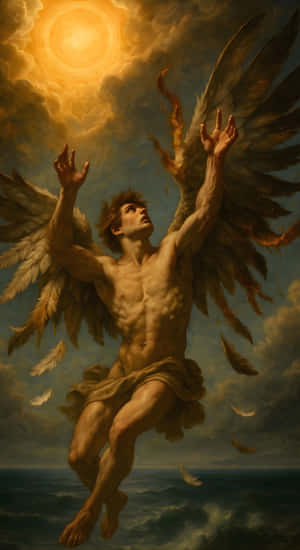 Icarus Flying Too Close To Sun Wallpaper