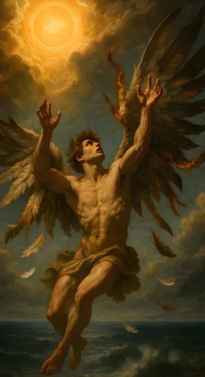 Icarus Flying Too Close To Sun Wallpaper