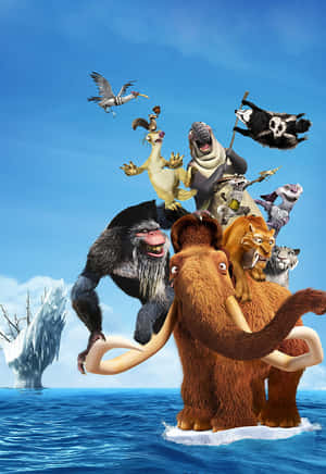 Ice_ Age_ Characters_ On_ Iceberg Wallpaper