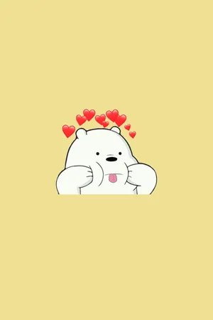 Ice Bear Cartoon Red Hearts Crown Wallpaper