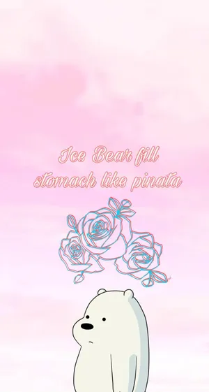 Ice Bear We Bare Bears Roses Pink Aesthetic Wallpaper