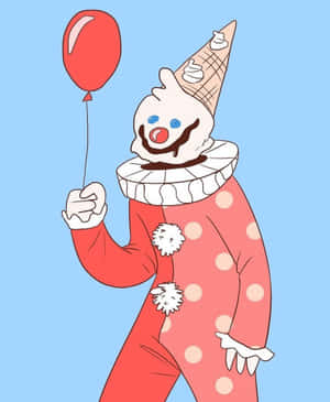 Ice Cream Cone Clownwith Balloon Wallpaper