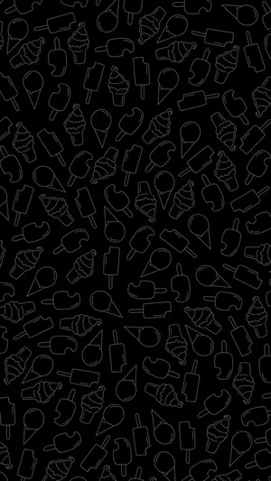 Ice Cream Icons Minimalist Black Phone Wallpaper