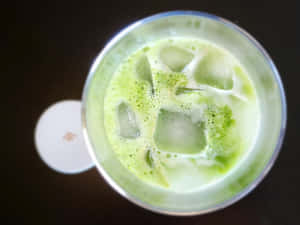 Iced Matcha Latte Top View Wallpaper